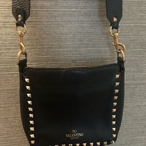 Valentino Black Crossbody Bag with Gold Studs